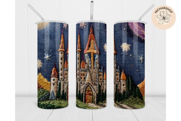 20oz 3D Castle Embroidery Tumbler Wrap: A Versatile Digital Design for Your Creative Projects