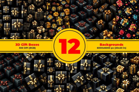 3D Black and Gold Gift Boxes Background: A Versatile Design for Creative Projects