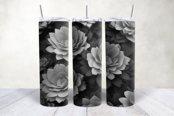 3D Black White Flowers Seamless Tumbler: A Stylish and Versatile Addition to Your Drinkware Collection