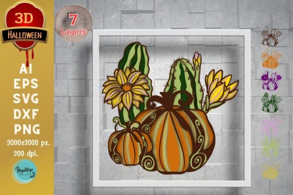 3D Cactus and Pumpkin: Creative Halloween Design Assets