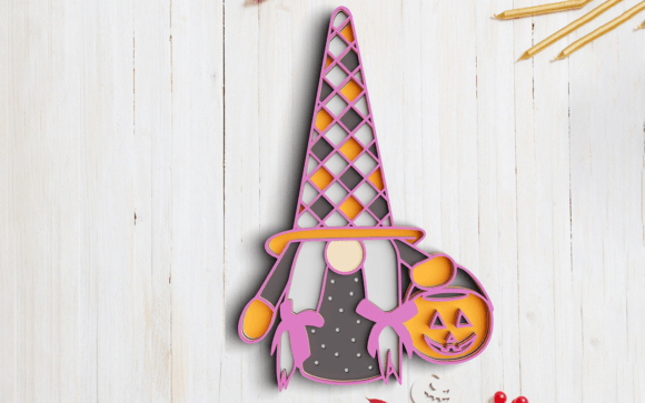 3D Halloween Gnome SVG DXF 5 Layers