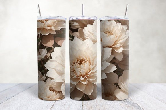 3D White Gold Dahlias Seamless Tumbler: A Versatile and Elegant Choice