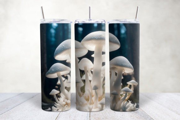 3D White Mushrooms Tumbler Wrap