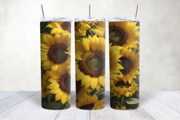 3D Yellow Sunflowers Tumbler Wrap: A Splash of Sunshine for Your Drinkware