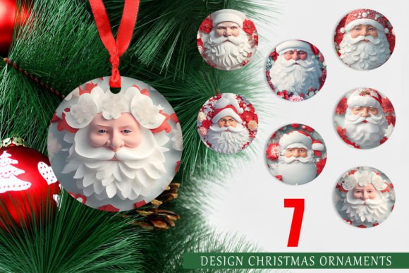 Christmas Ornament 3D Santa Claus and Christmas Ornaments: A Festive Printable Design Set