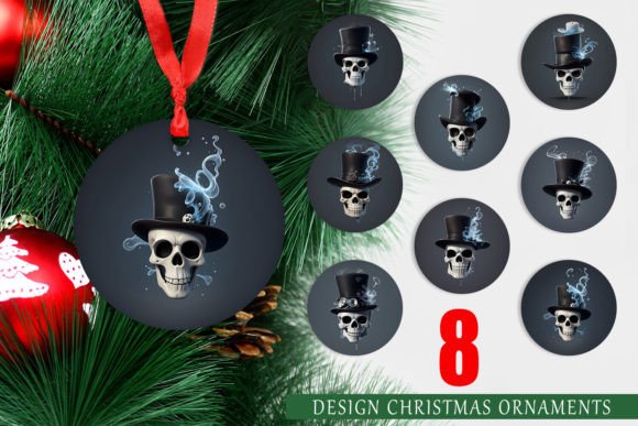 Christmas Ornament 3D Skull with Hat: A Unique Addition to Your Holiday Decor