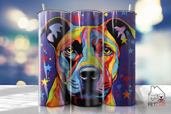 Colorful 3D Pit Bull Tumbler Wrap