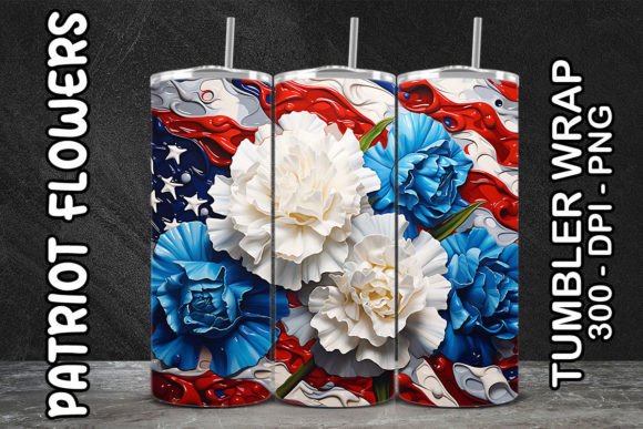 Discover the 3D White Carnations Flower Tumbler 3