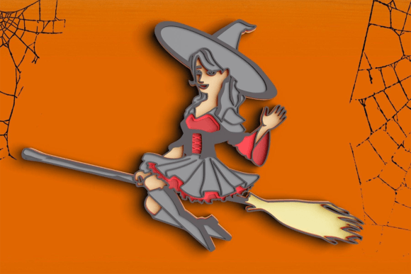 Discover the Magic of 3D Halloween Witch SVG DXF 8 Layer