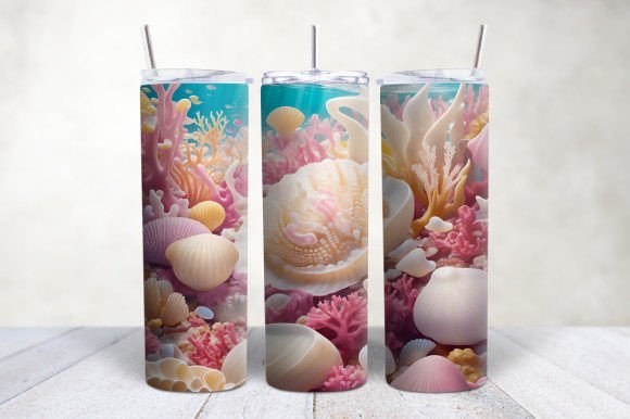 Discover the Versatility of 3D Pink White Yellow Seashells Tumbler and Its Sublimation Design