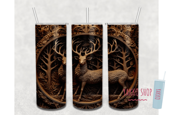 Enhance Your 20oz Skinny Tumbler with the 3D Deer Carved Wood Tumbler Wrap