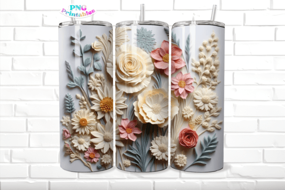 Enhance Your Beverage Experience with the 3D Floral 20 Oz Skinny Tumbler 3