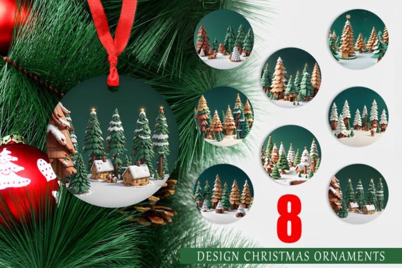 Enhance Your Christmas Decor with a 3D Scene Background and High-Resolution Ornaments