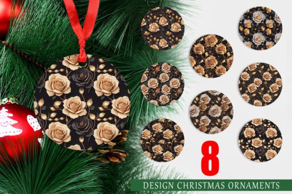 Enhance Your Christmas Decor with Ornaments 3D Gold Roses Pattern