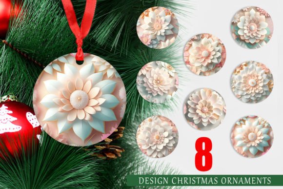 Enhance Your Christmas Tree with 3D Flower Pastel Ornaments
