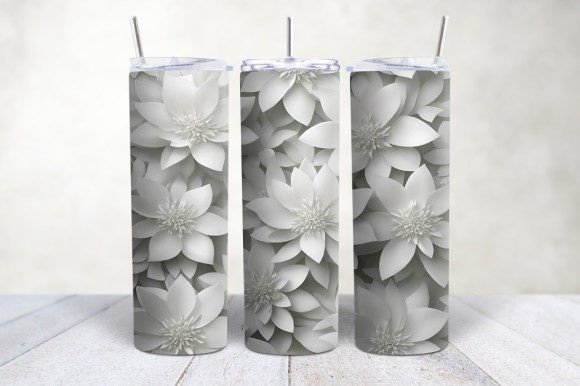 Enhance Your Tumbler with 3D White Flowers Wrap