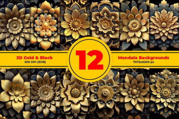 Explore the Versatility of 3D Gold Black Mandala Backgrounds