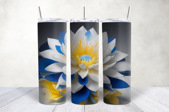 Exploring the 3D White Blue Yellow Flower Tumbler Wrap: A Versatile Design Solution
