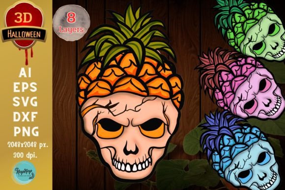 Get Creative with 3D Halloween Fruit Skull Pineapple: A Versatile Digital Design