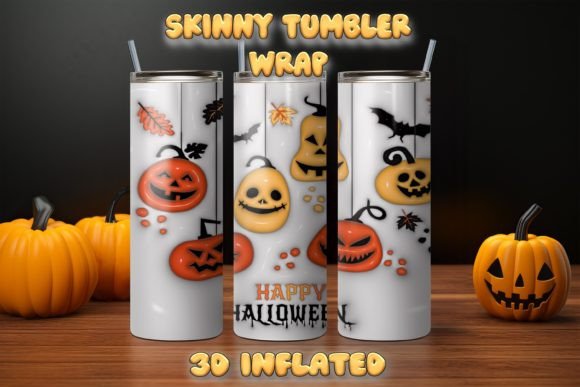 Get Festive with 3D Inflated Skinny Tumbler Wrap-Pumpkins