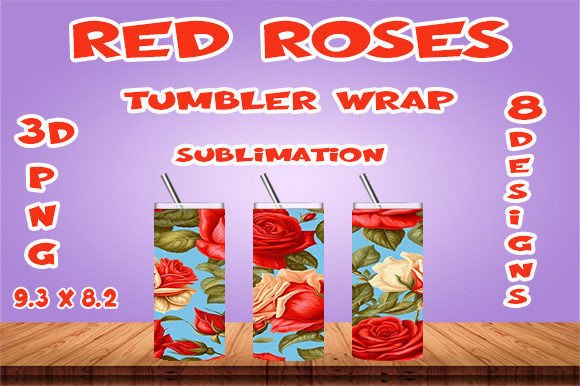 Introducing the 3D Red Roses Tumbler Wrap Sublimation: A Must-Have for Sublimation Enthusiasts