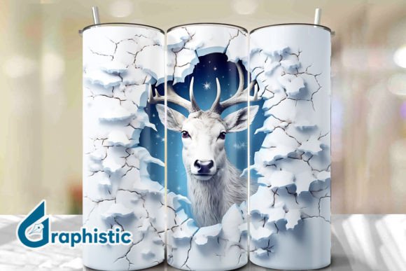 Reindeer 3D Smash Wall Art Background 34