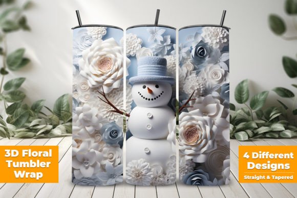 Strategic Use of 3D Snowman Flowers Tumbler Wrap Design for Enhanced Branding and Creativity