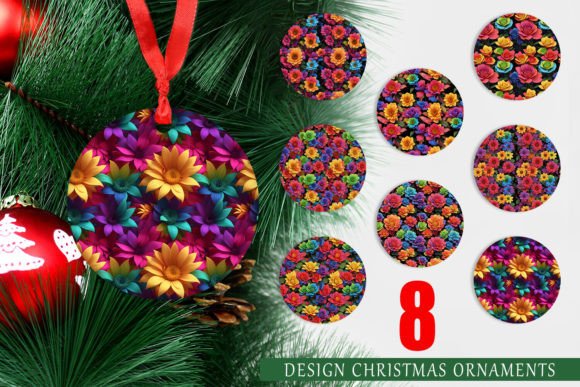 Strategic Use of Ornaments 3D Flower Colorful for Enhanced Christmas Decorations