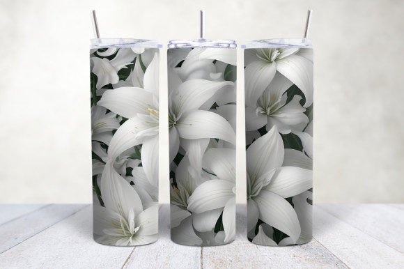 Transform Your Tumblers with 3D White Lilies Flowers Tumbler Wrap